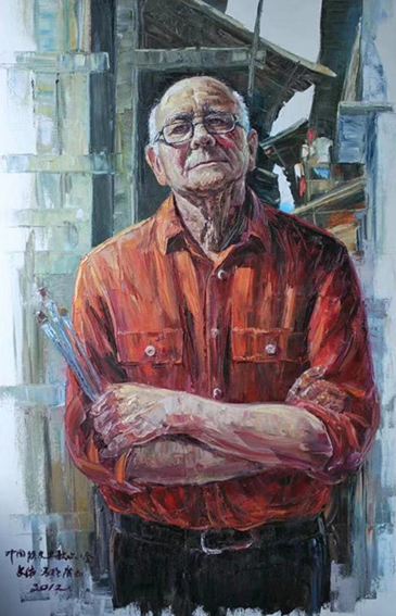 黄文佑《法国美协主席米竭尔 金》  规格：150×100cm  2012年作